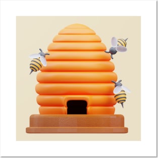 Bee Hive Illustration Posters and Art
